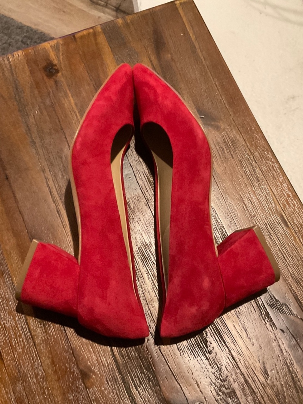 Mark Fisher Zala Block Heel Pointy Toe Red Pump size 7 - Picture 5 of 7